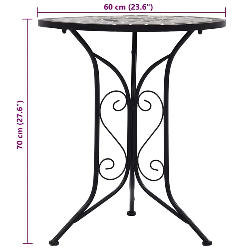 vidaXL Iron Frame with Ceramic Top Table in Black and Gray