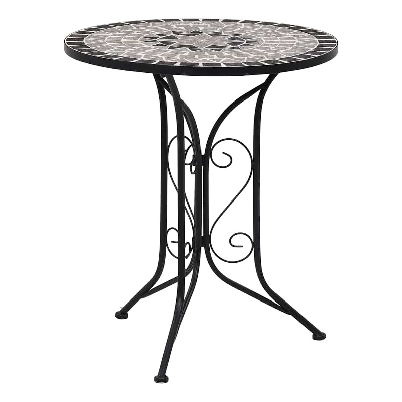 vidaXL Iron Frame with Ceramic Top Table in Black and Gray