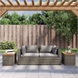 vidaXL PE Rattan with Solid Acacia Wood Garden Side Table in Gray and Brown