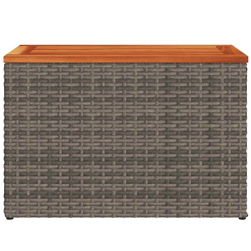 vidaXL PE Rattan with Solid Acacia Wood Garden Side Table in Gray and Brown
