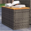 vidaXL PE Rattan with Solid Acacia Wood Garden Side Table in Gray and Brown