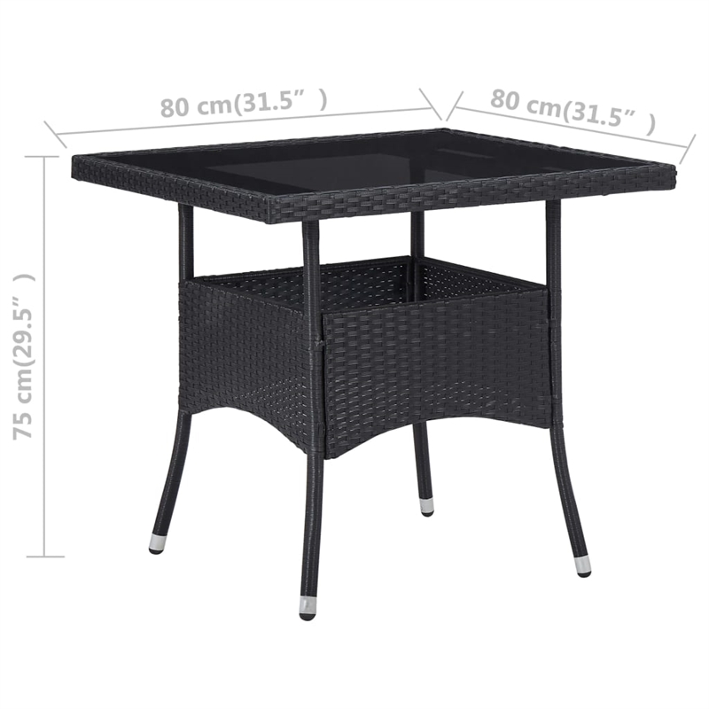 vidaXL PE Rattan Dining Table in Black