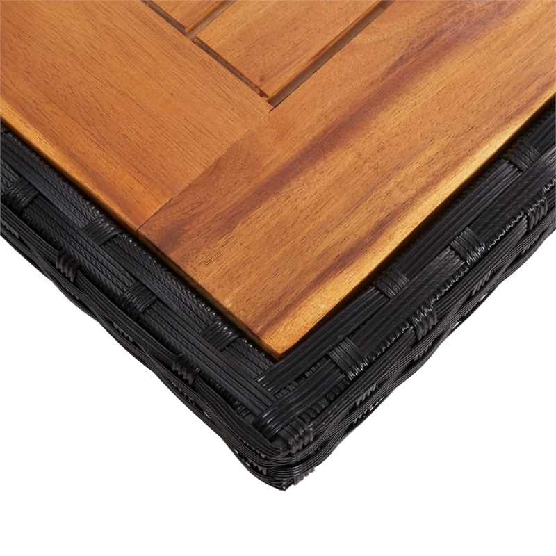 vidaXL Dining Table in Black and Natural/Brown