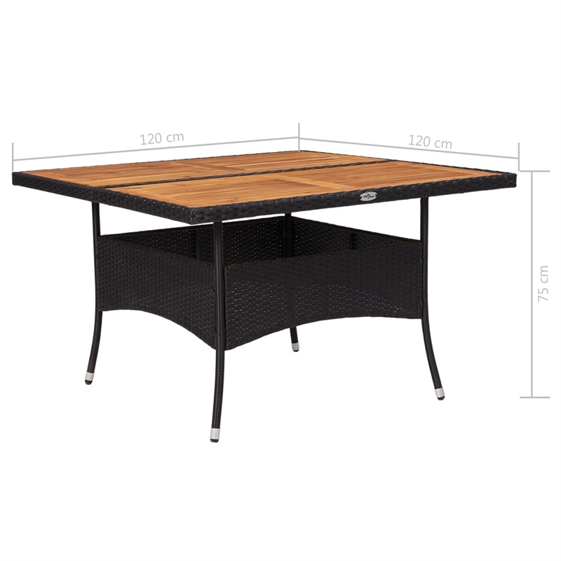 vidaXL Dining Table in Black and Natural/Brown