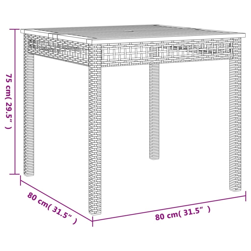 vidaXL Garden Dining Table in Gray and Brown