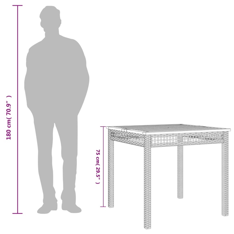 vidaXL Garden Dining Table in Gray and Brown
