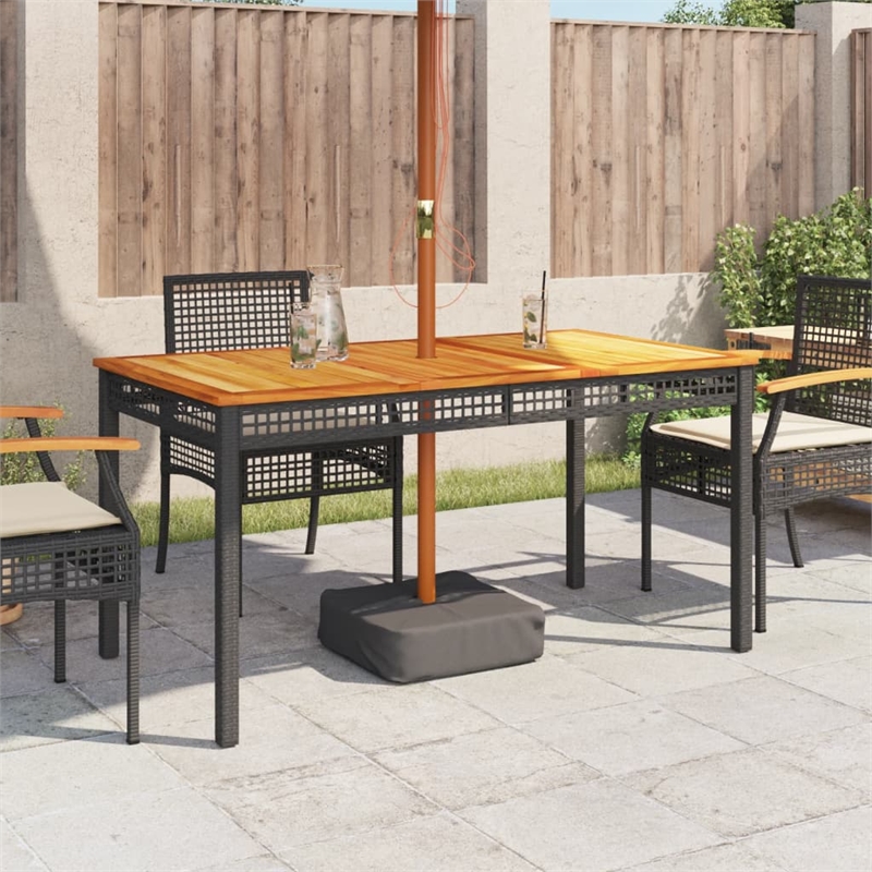 vidaXL Garden Dining Table in Black and Brown