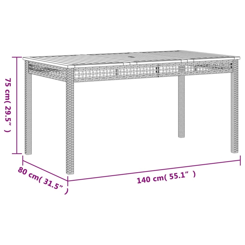 vidaXL Garden Dining Table in Gray and Brown