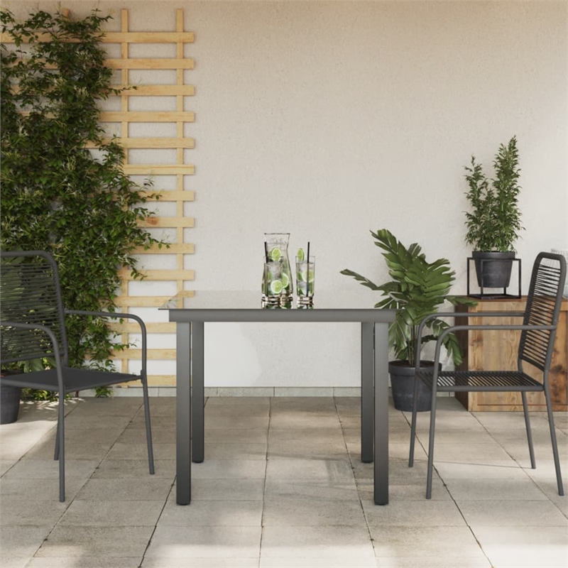 vidaXL Aluminum and Glass Garden Dining Table in Black