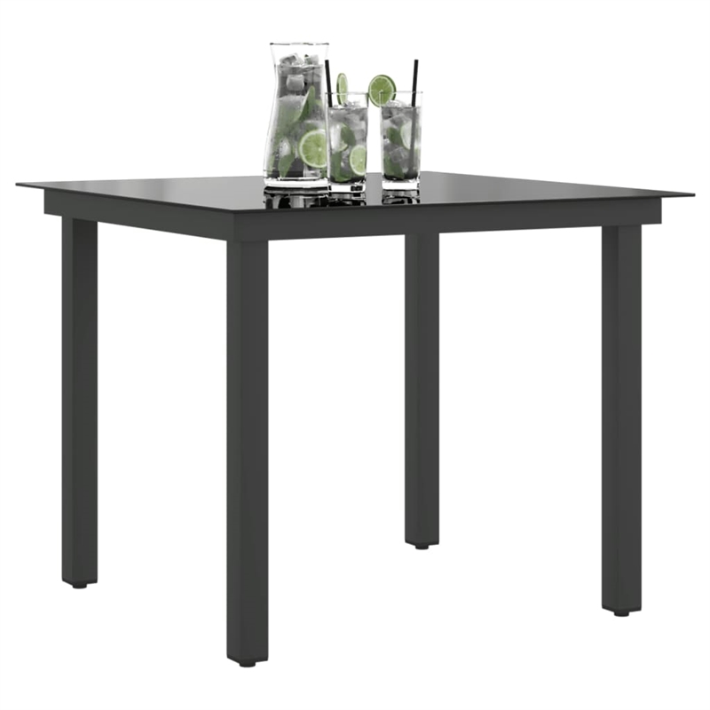 vidaXL Aluminum and Glass Garden Dining Table in Black