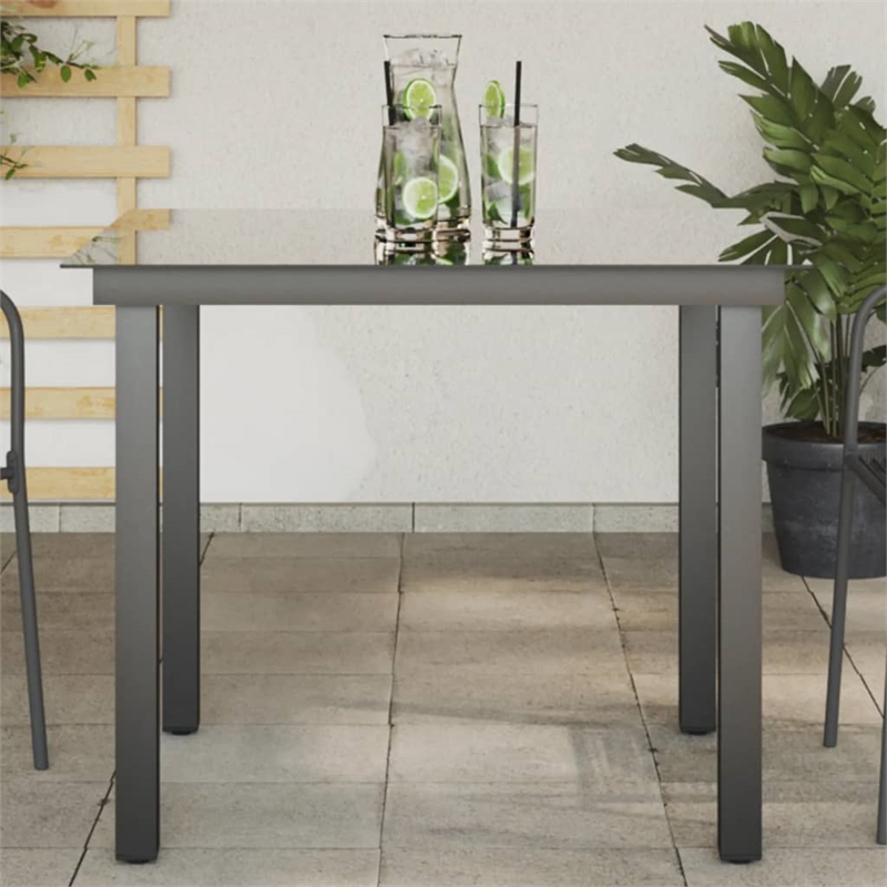 vidaXL Aluminum and Glass Garden Dining Table in Black