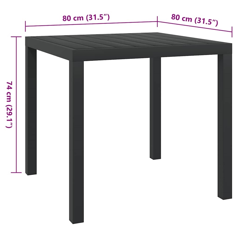 vidaXL Aluminum Garden Dining Table in Black