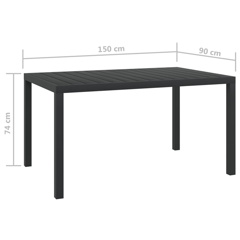 vidaXL Aluminum Garden Dining Table in Black