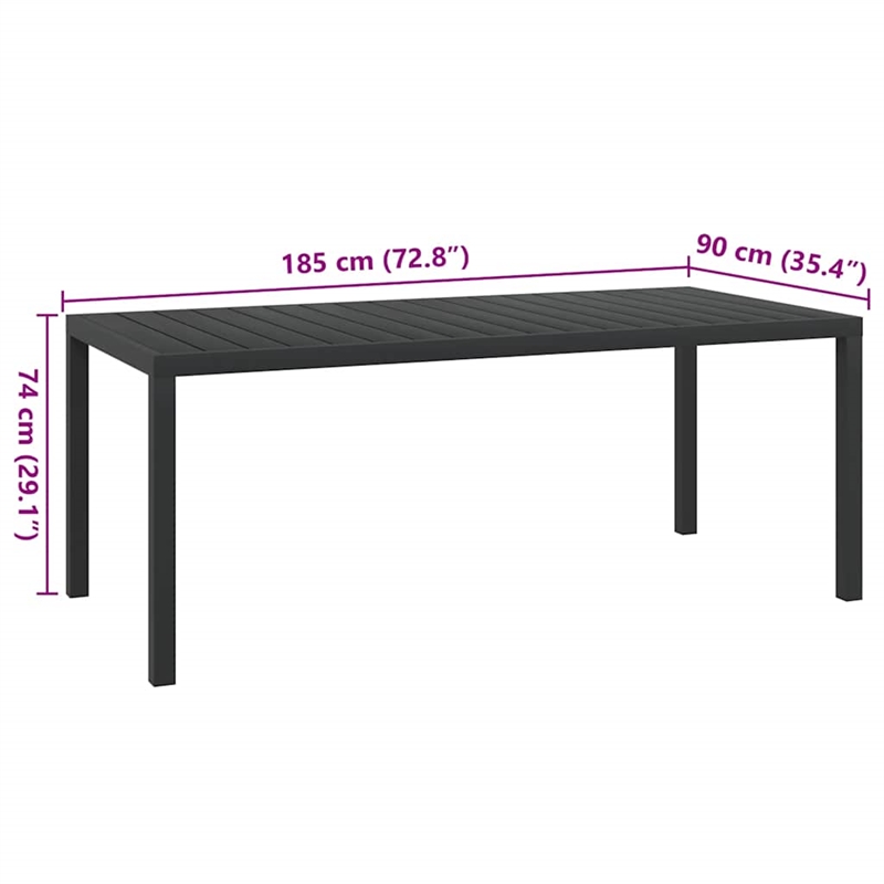 vidaXL Aluminum Garden Dining Table in Black