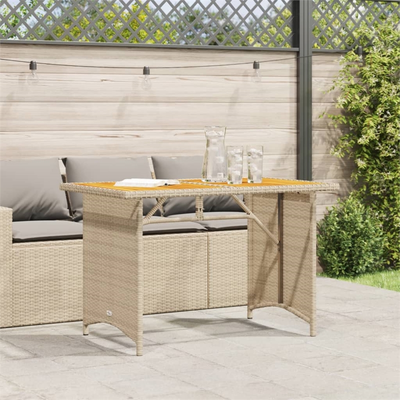 vidaXL Solid Acacia Wood Garden Dining Table in Beige