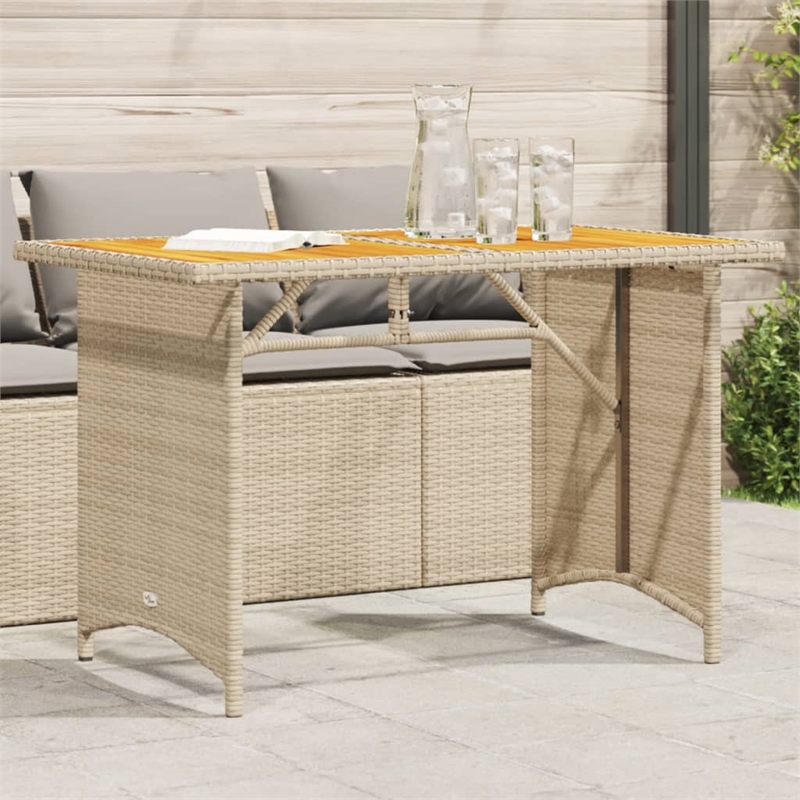 vidaXL Solid Acacia Wood Garden Dining Table in Beige