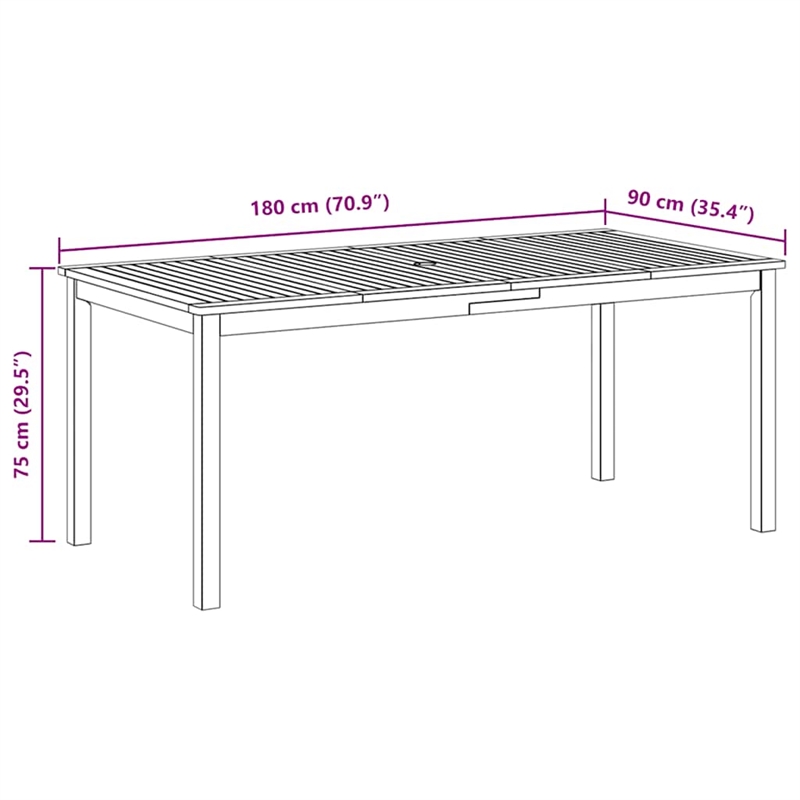 vidaXL Solid Acacia Wood Large Dining Table in Brown