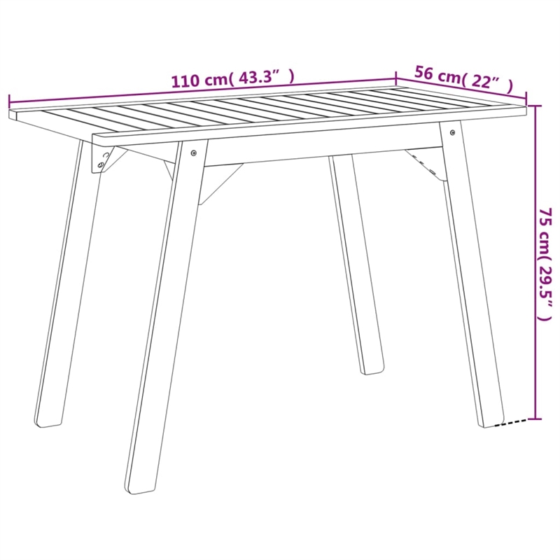 vidaXL Solid Acacia Wood Medium Dining Table in Brown