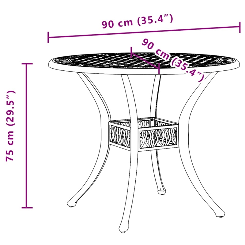 vidaXL Cast Aluminum Medium Garden Dining Table in Black