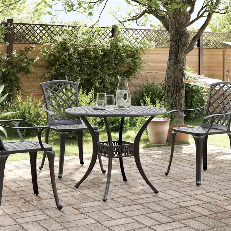 vidaXL Cast Aluminum Medium Garden Dining Table in Black