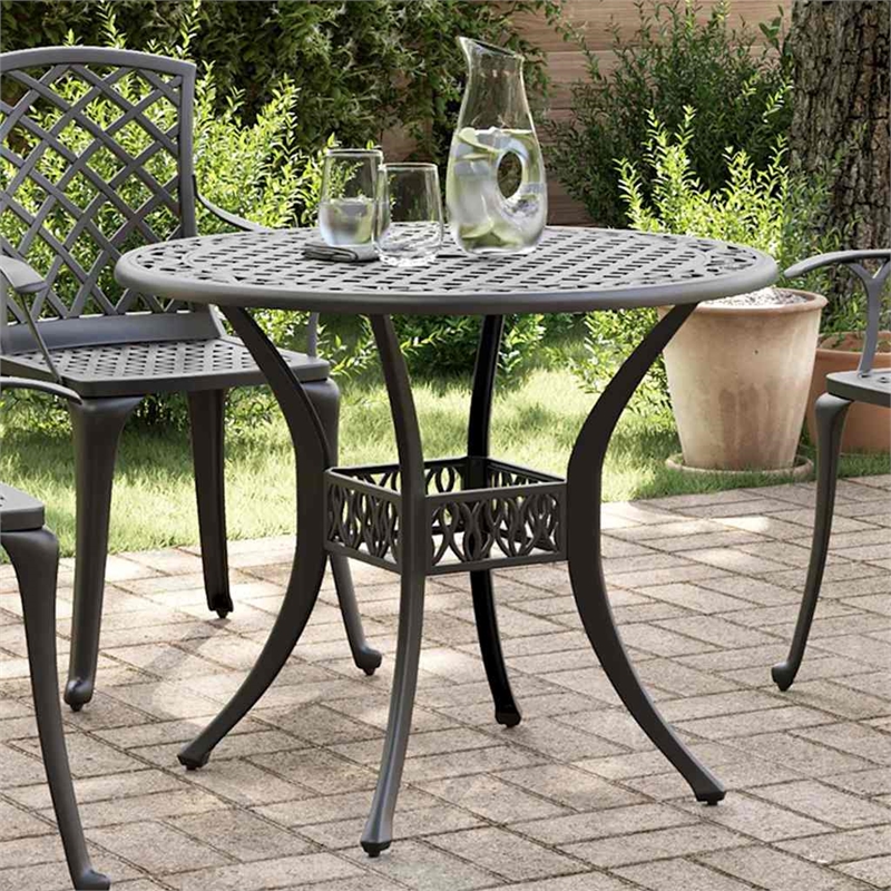 vidaXL Cast Aluminum Medium Garden Dining Table in Black