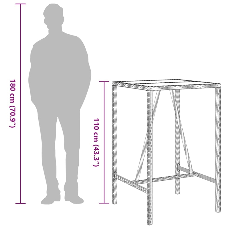 vidaXL Outdoor Bar Table in Black/Brown