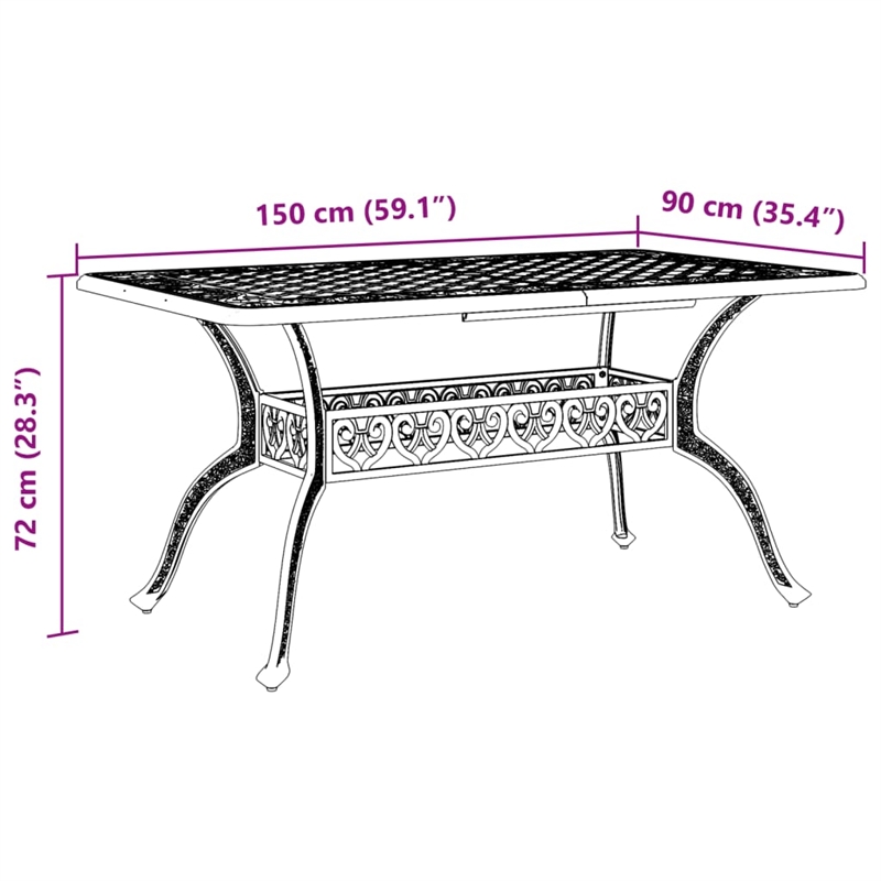 vidaXL Cast Aluminum Garden Dining Table in White