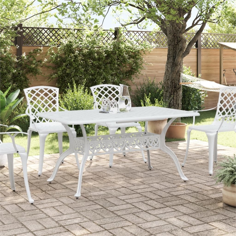 vidaXL Cast Aluminum Garden Dining Table in White