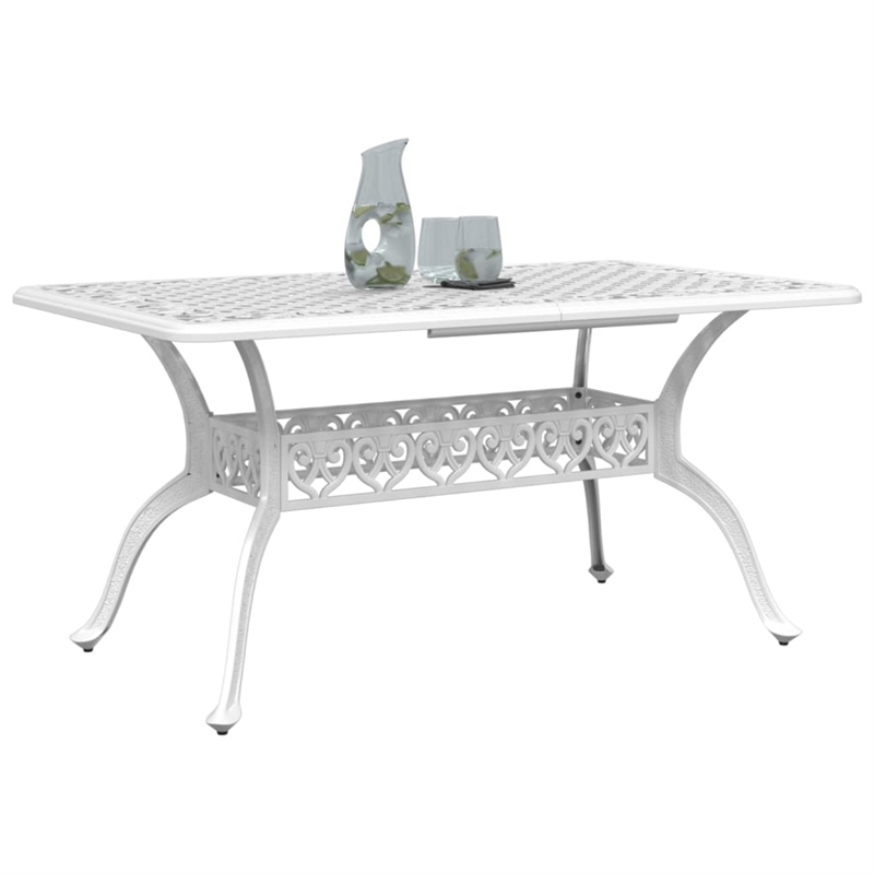 vidaXL Cast Aluminum Garden Dining Table in White