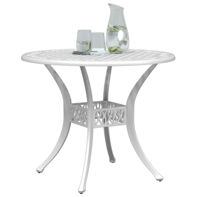 vidaXL Cast Aluminum Medium Garden Dining Table in White