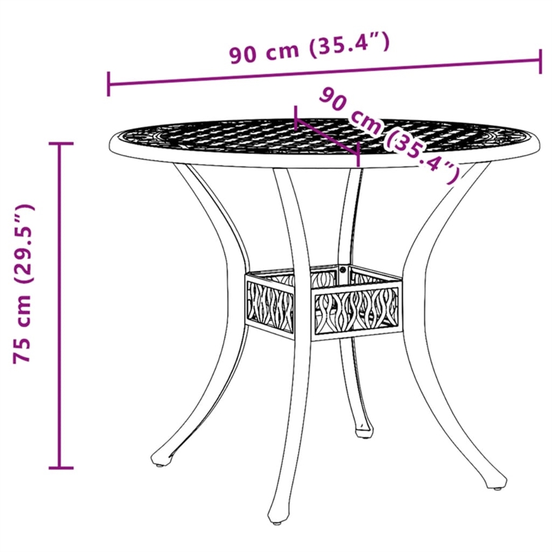 vidaXL Cast Aluminum Medium Garden Dining Table in Green