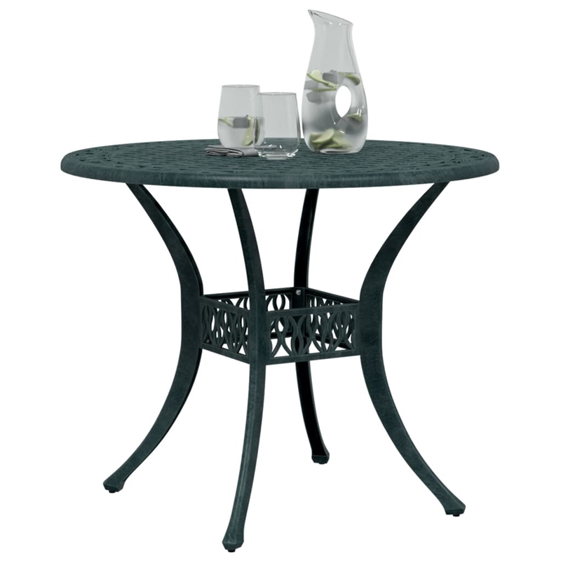 vidaXL Cast Aluminum Medium Garden Dining Table in Green