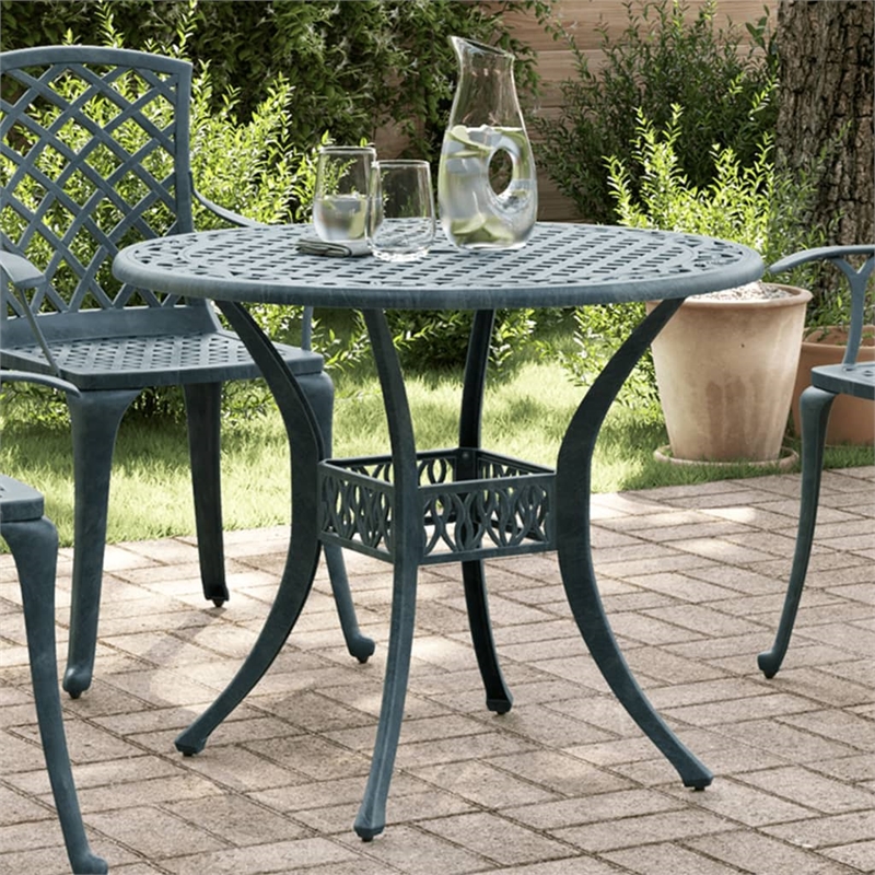vidaXL Cast Aluminum Medium Garden Dining Table in Green