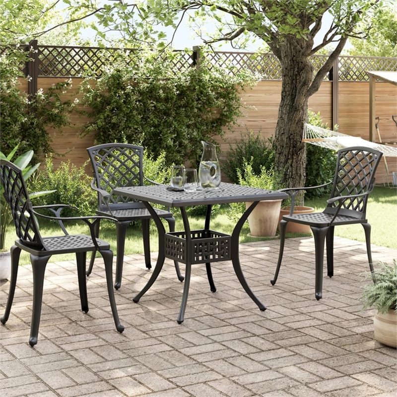 vidaXL Cast Aluminum Medium Garden Dining Table in Black