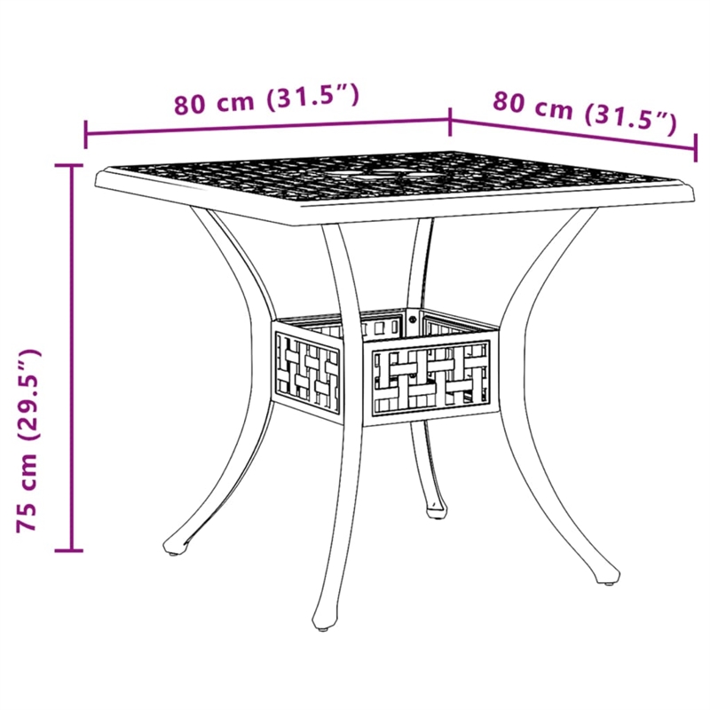 vidaXL Cast Aluminum Durable Garden Dining Table in White