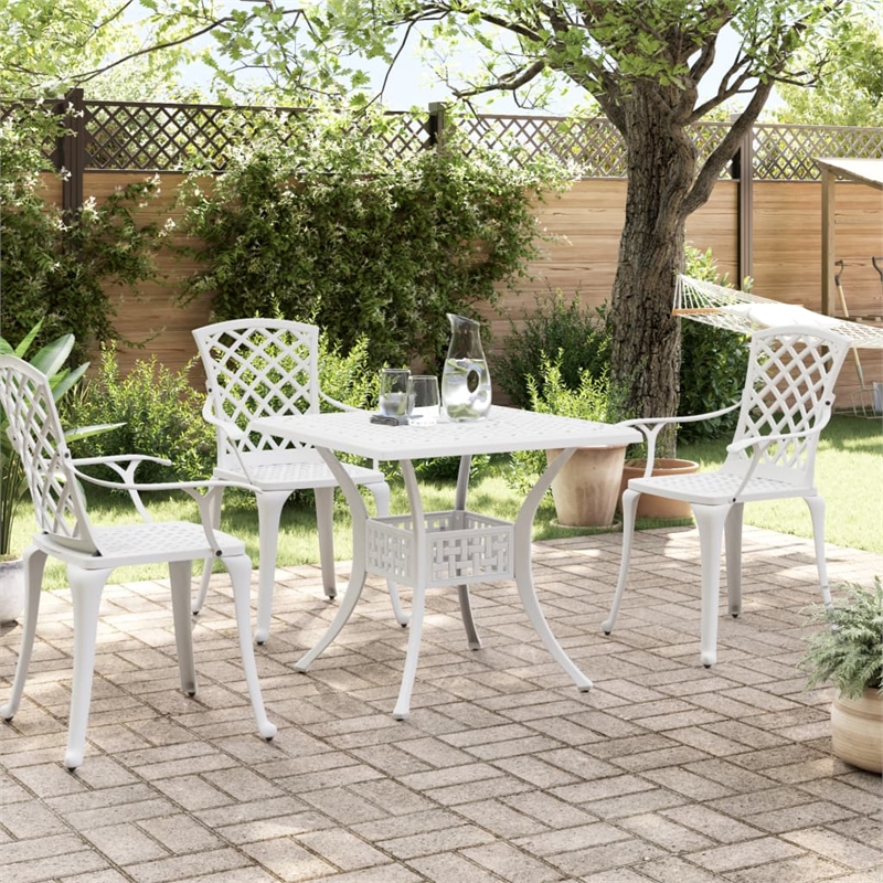 vidaXL Cast Aluminum Durable Garden Dining Table in White