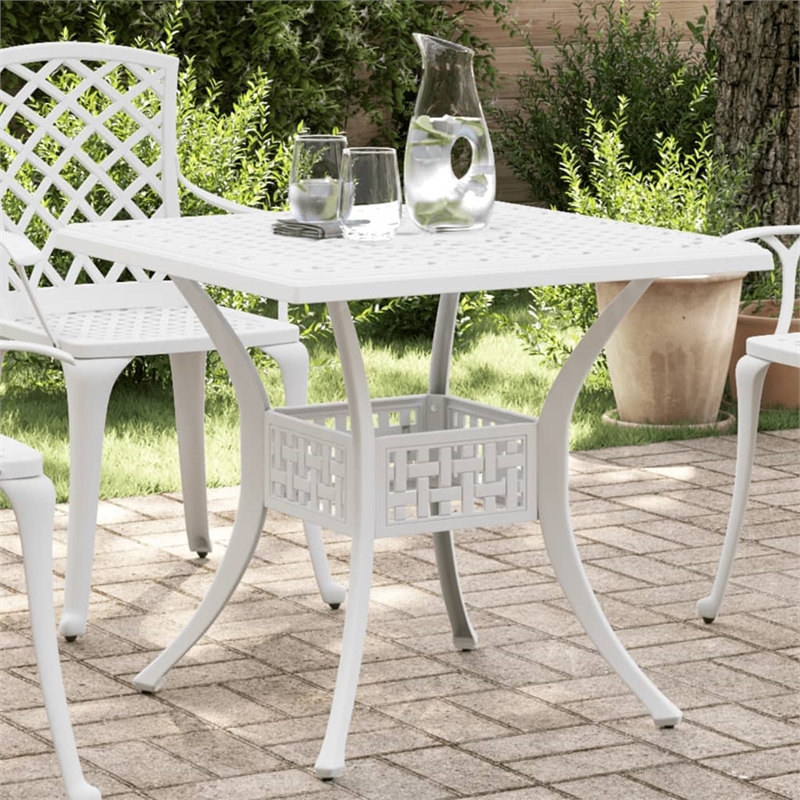 vidaXL Cast Aluminum Durable Garden Dining Table in White