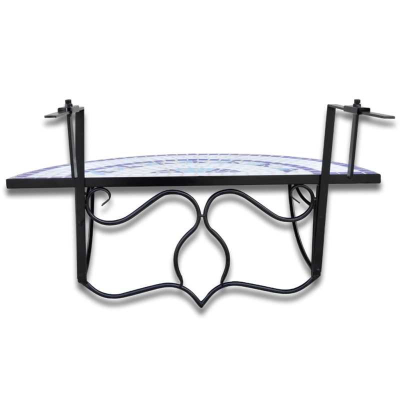 vidaXL Iron and Ceramic Medium Foldable Garden Table in Blue/White