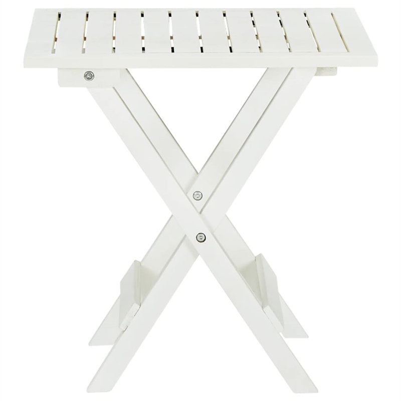 vidaXL Acacia Hardwood Small Foldable Side Table in White
