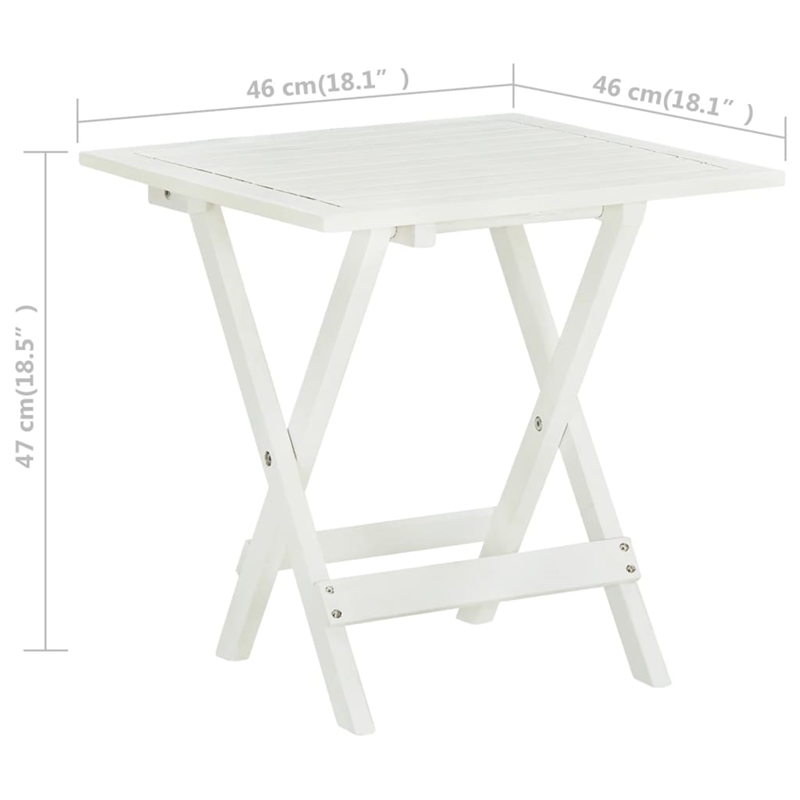 vidaXL Acacia Hardwood Small Foldable Side Table in White