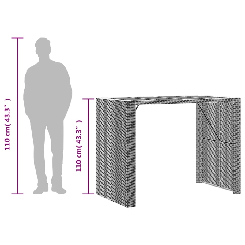vidaXL Garden Bar Table in Black