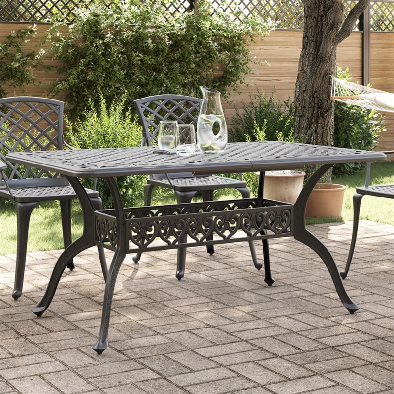 vidaXL Cast Aluminum Large Garden Dining Table in Black