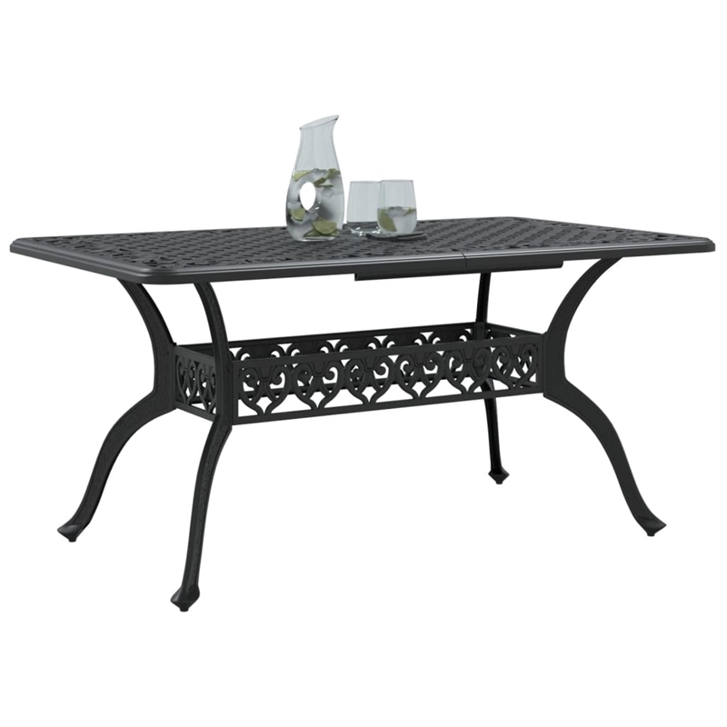 vidaXL Cast Aluminum Large Garden Dining Table in Black