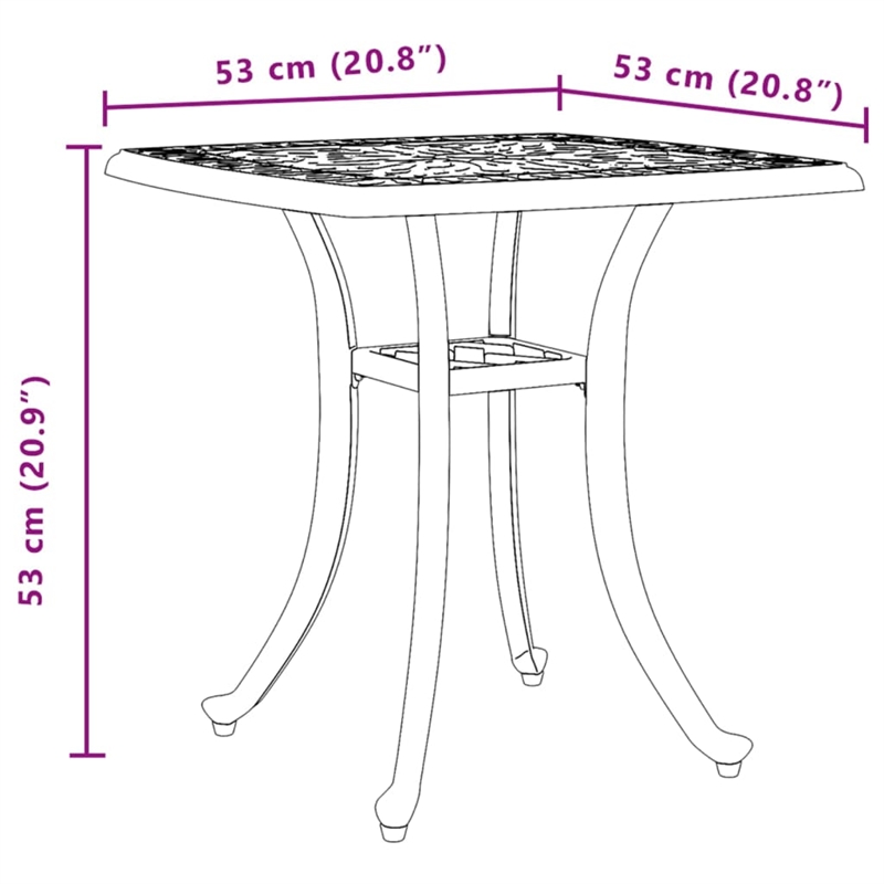 vidaXL Cast Aluminum Durable Medium Garden Table in Black