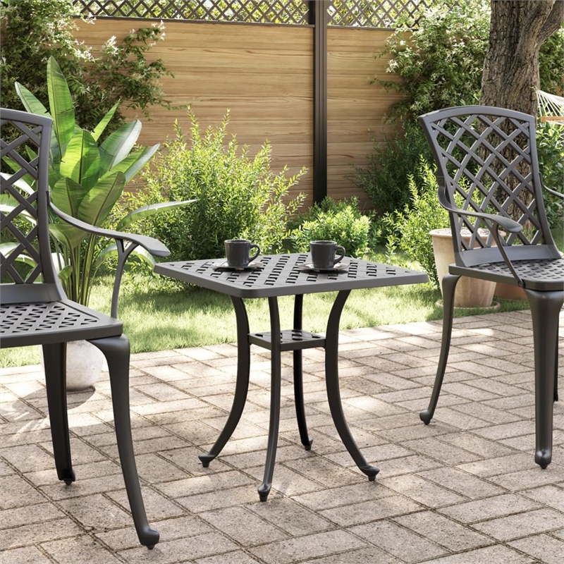 vidaXL Cast Aluminum Medium Garden Dining Table in Black