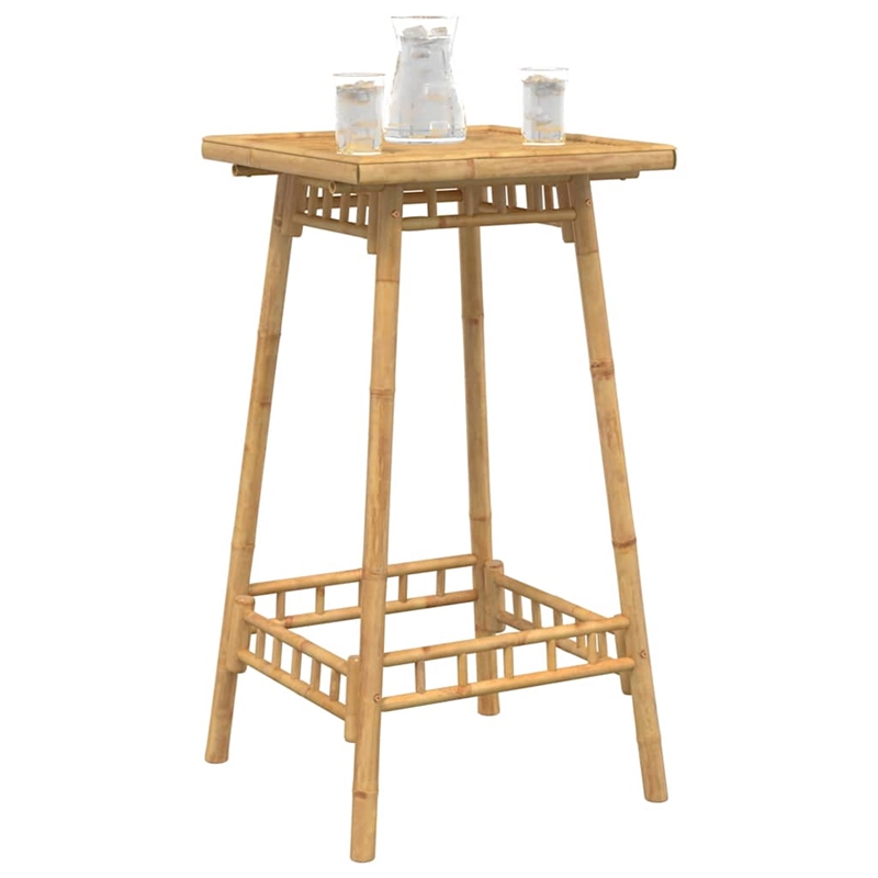 vidaXL Square Outdoor Bar Table in Bamboo with Tall Footrest in Brown