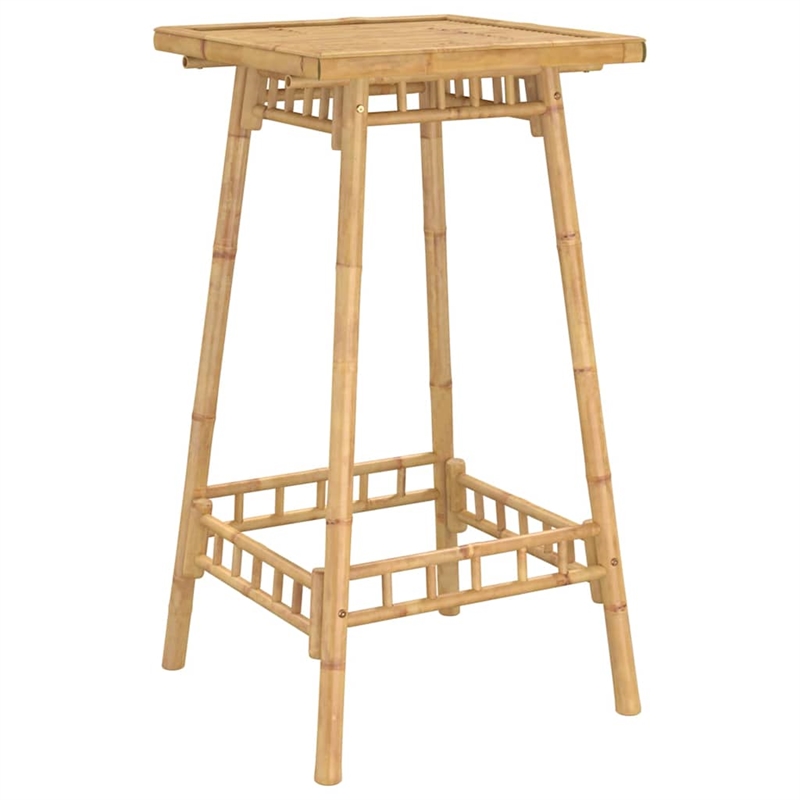 vidaXL Square Outdoor Bar Table in Bamboo with Tall Footrest in Brown