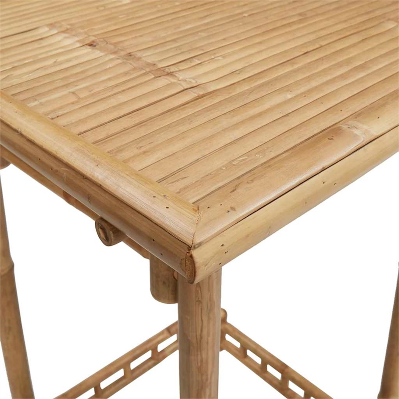 vidaXL Square Outdoor Bar Table in Bamboo with Tall Footrest in Brown