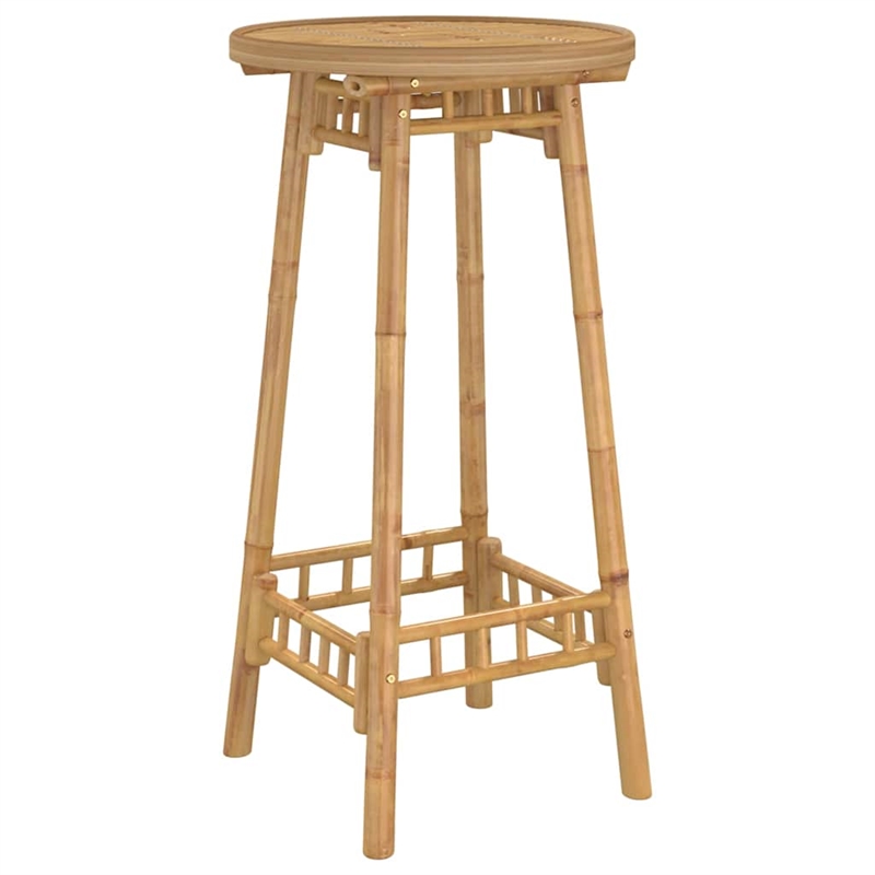 vidaXL Round Outdoor Bar Table in Bamboo with Tall Footrest in Brown