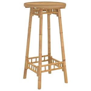 vidaXL Round Outdoor Bar Table in Bamboo with Tall Footrest in Brown